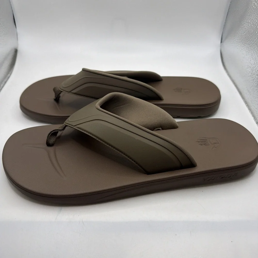 Body Glove Men's Comfort Footbed Flip Flop Sandals - Size 13- BROWN